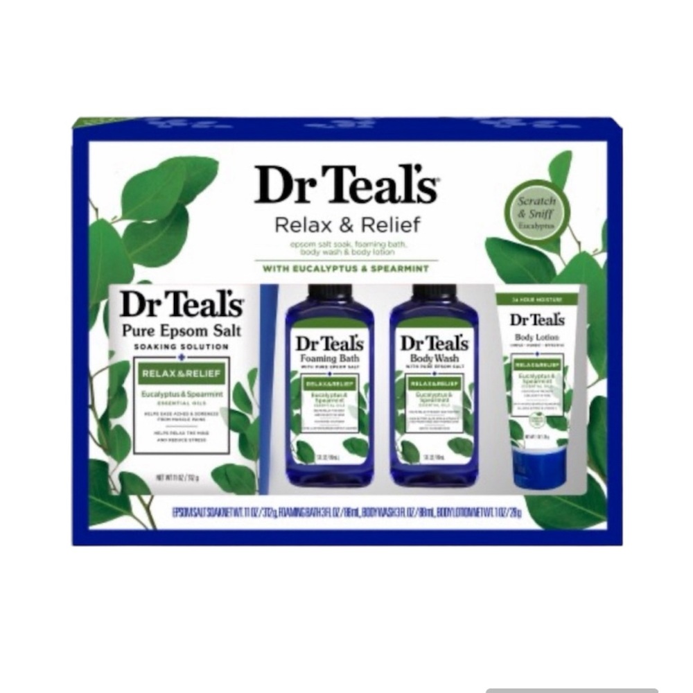 Dr Teal’s Relax & Relief Eucalyptus Spearmint Soak Bath Wash Lotion Gift Set NWT